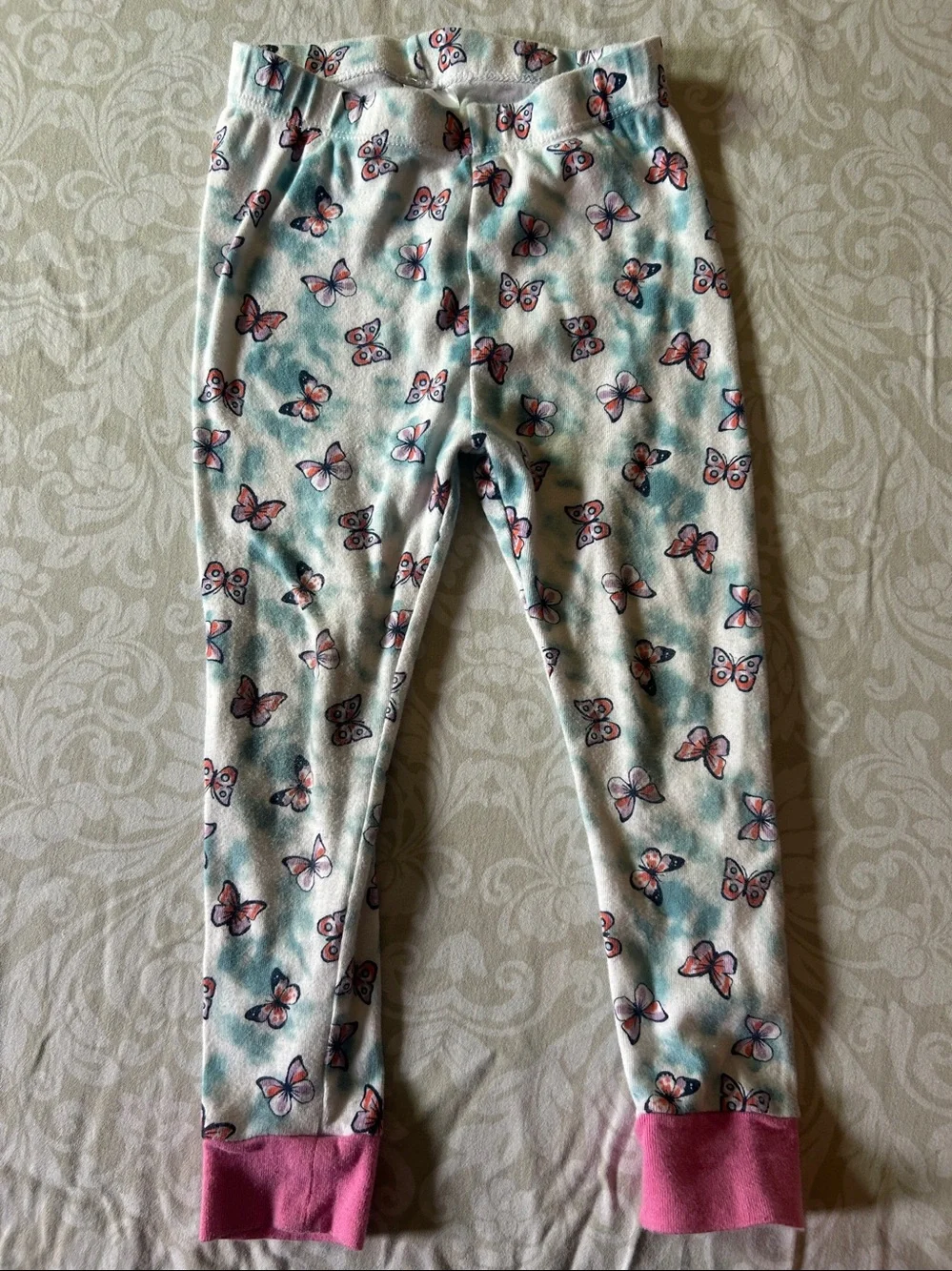 wonder nation White and Pink Butterfly Long-Sleeve Pajama Set
